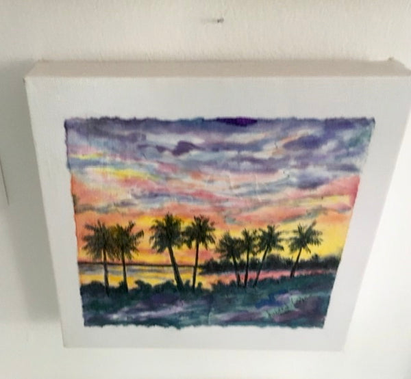 “THE SUNSET GLOW” original painting of Florida sunset $255 by Lalita Lyon Cofer